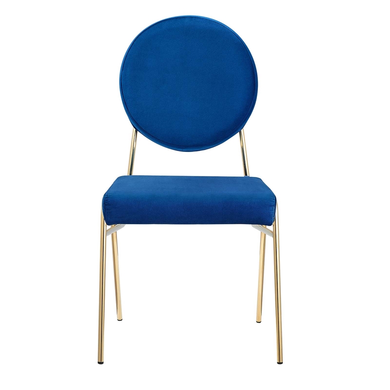Maklaine Contemporary Performance Velvet Dining Side Chair in Gold Navy