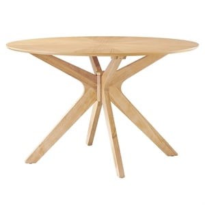 Maklaine 47&quot Round Modern Wood Dining Table with Legs in Oak