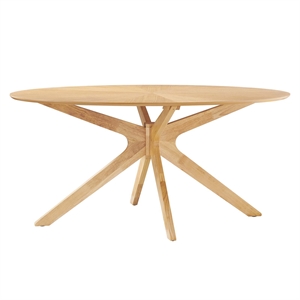 Maklaine Contemporary 63&quot Oval Wood Dining Table with Legs in Oak