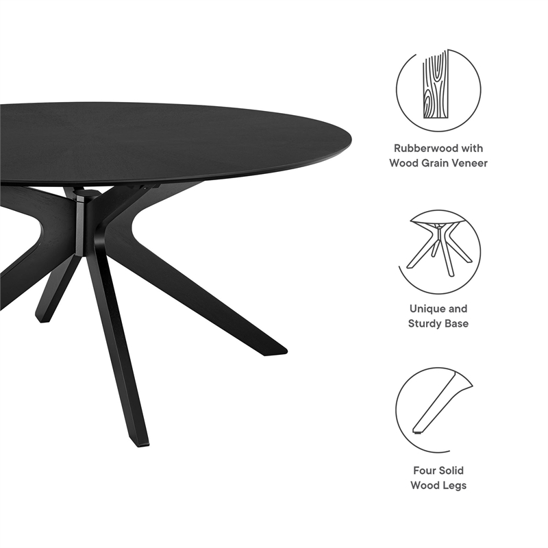 Maklaine Contemporary Rubberwood and MDF Dining Table in Black