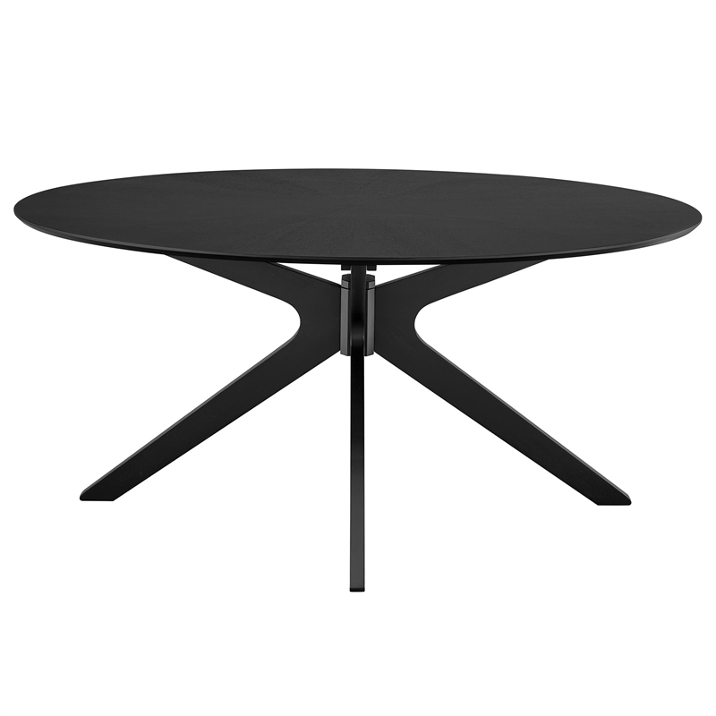 Maklaine Contemporary Rubberwood and MDF Dining Table in Black