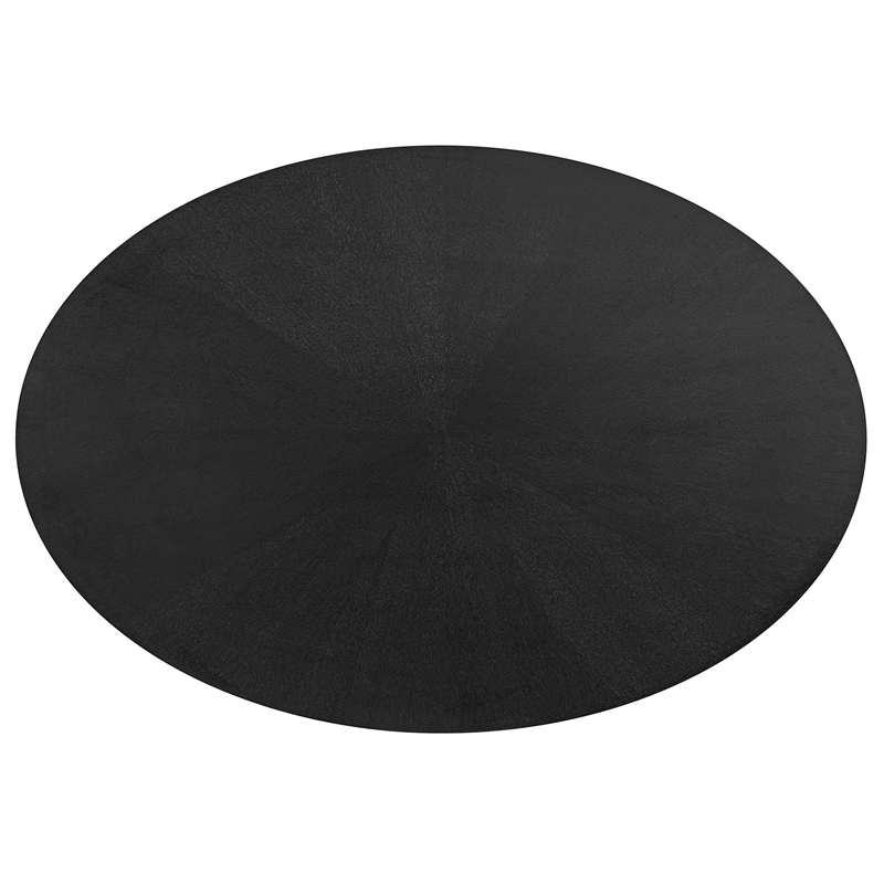 Maklaine Contemporary Rubberwood and MDF Dining Table in Black