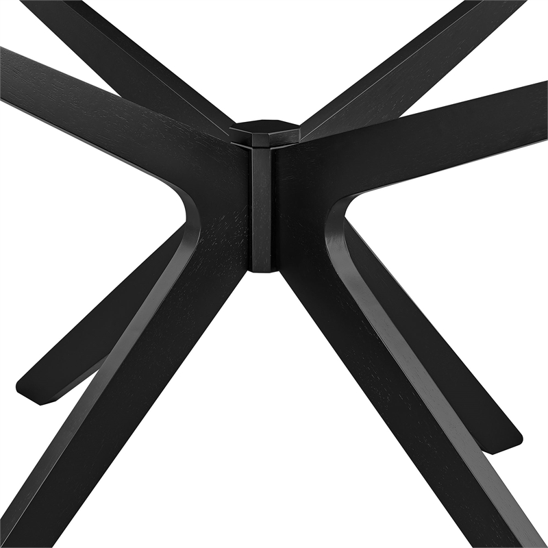 Maklaine Contemporary Rubberwood and MDF Dining Table in Black