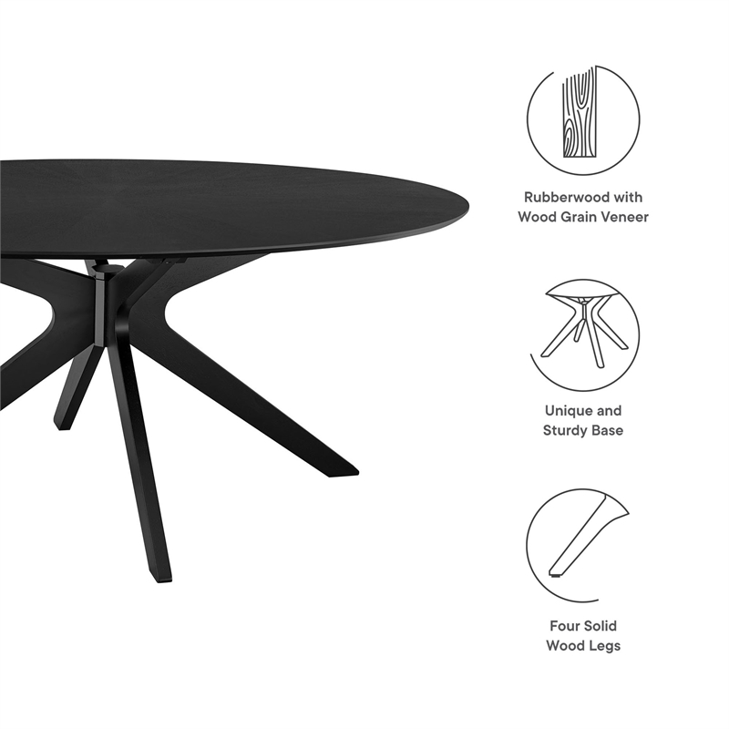 Maklaine Contemporary Rubberwood and MDF Dining Table in Black