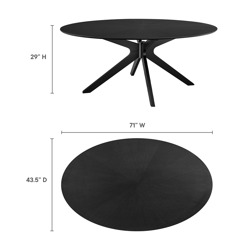 Maklaine Contemporary Rubberwood and MDF Dining Table in Black