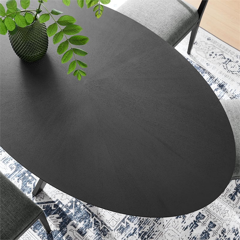 Maklaine Contemporary Rubberwood and MDF Dining Table in Black