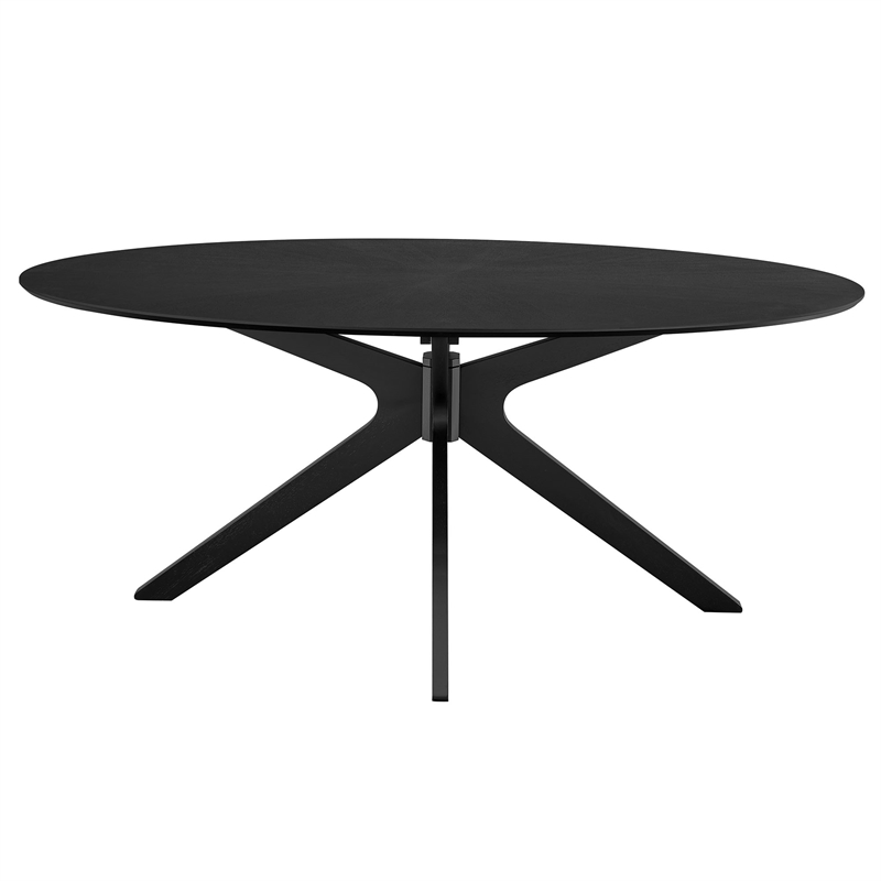 Maklaine Contemporary Rubberwood and MDF Dining Table in Black