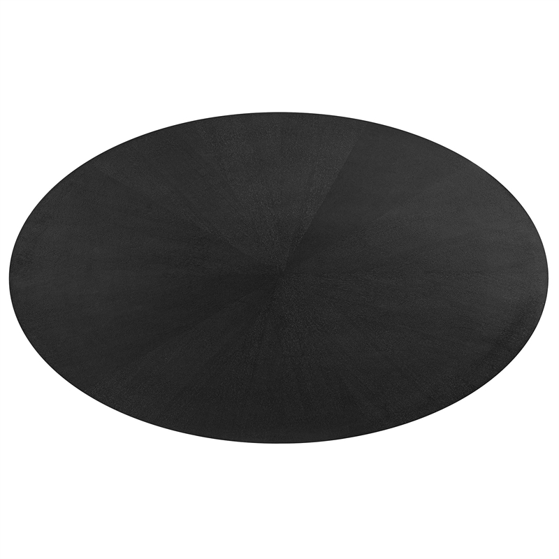 Maklaine Contemporary Rubberwood and MDF Dining Table in Black