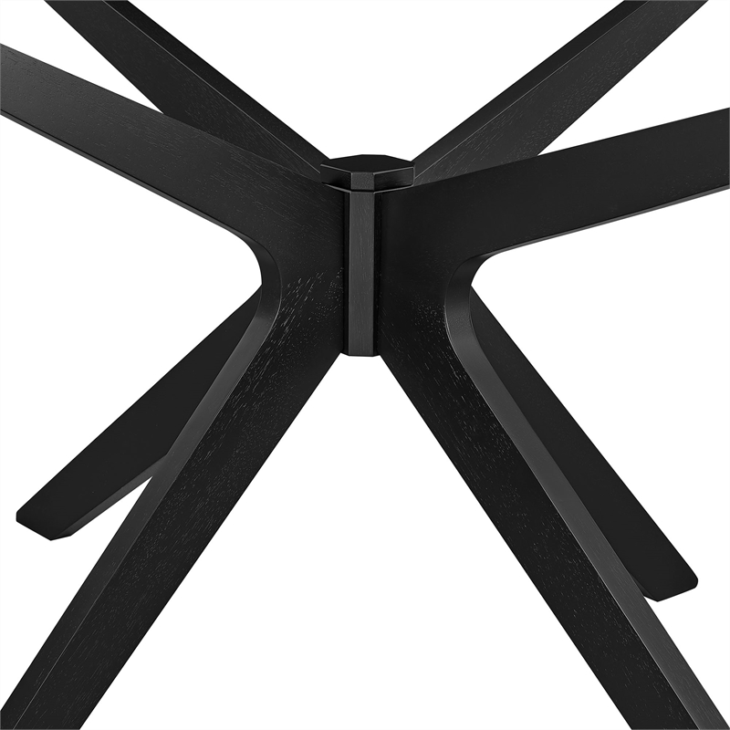 Maklaine Contemporary Rubberwood and MDF Dining Table in Black