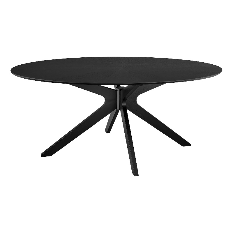 Maklaine Contemporary Rubberwood and MDF Dining Table in Black
