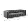 Maklaine Channel Tufted Button Performance Velvet Sofa in Charcoal