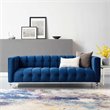 Maklaine Channel Tufted Button Performance Velvet Sofa in Navy