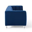 Maklaine Channel Tufted Button Performance Velvet Sofa in Navy