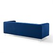 Maklaine Channel Tufted Button Performance Velvet Sofa in Navy