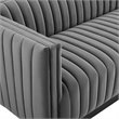 Maklaine Channel Tufted Performance Velvet Sofa in Gray Finish