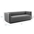Maklaine Channel Tufted Performance Velvet Sofa in Gray Finish