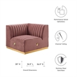 Maklaine Channel Tufted Performance Velvet Left Corner Chair in Gold/Rose