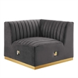 Maklaine Channel Tufted Performance Velvet Left Corner Chair in Gold/Gray