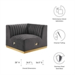 Maklaine Channel Tufted Performance Velvet Left Corner Chair in Gold/Gray