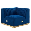 Maklaine Channel Tufted Performance Velvet Left Corner Chair in Gold/Navy