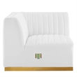 Maklaine Channel Tufted Performance Velvet Left Corner Chair in Gold/White