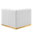 Maklaine Channel Tufted Performance Velvet Left Corner Chair in Gold/White