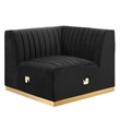 Maklaine Channel Tufted Performance Velvet Right Corner Chair - Gold/Black