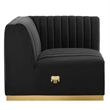 Maklaine Channel Tufted Performance Velvet Right Corner Chair - Gold/Black