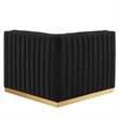 Maklaine Channel Tufted Performance Velvet Right Corner Chair - Gold/Black