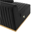Maklaine Channel Tufted Performance Velvet Right Corner Chair - Gold/Black