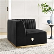 Maklaine Channel Tufted Performance Velvet Right Corner Chair - Gold/Black