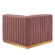 Maklaine Channel Tufted Performance Velvet Right Corner Chair in Gold/Rose