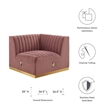 Maklaine Channel Tufted Performance Velvet Right Corner Chair in Gold/Rose