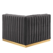 Maklaine Channel Tufted Performance Velvet Right Corner Chair in Gold/Gray