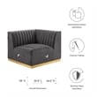 Maklaine Channel Tufted Performance Velvet Right Corner Chair in Gold/Gray