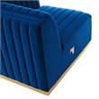 Maklaine Channel Tufted Performance Velvet Right Corner Chair in Gold/Navy