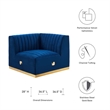 Maklaine Channel Tufted Performance Velvet Right Corner Chair in Gold/Navy