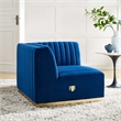 Maklaine Channel Tufted Performance Velvet Right Corner Chair in Gold/Navy