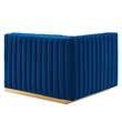 Maklaine Channel Tufted Performance Velvet Left-Arm Chair in Gold/Navy