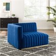 Maklaine Channel Tufted Performance Velvet Left-Arm Chair in Gold/Navy