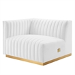 Maklaine Channel Tufted Performance Velvet Left-Arm Chair in Gold