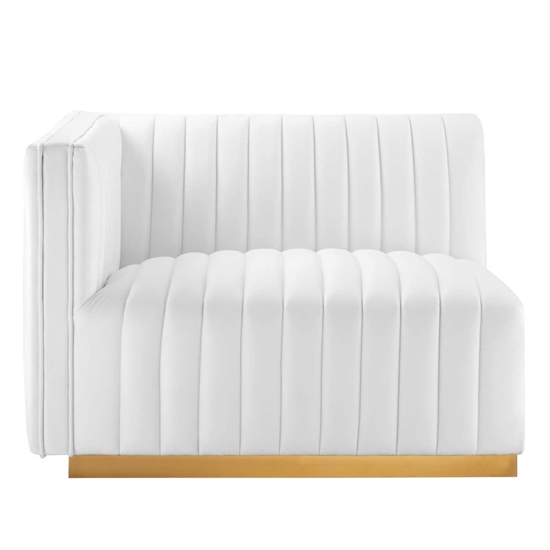 Maklaine Channel Tufted Performance Velvet Left-Arm Chair in Gold