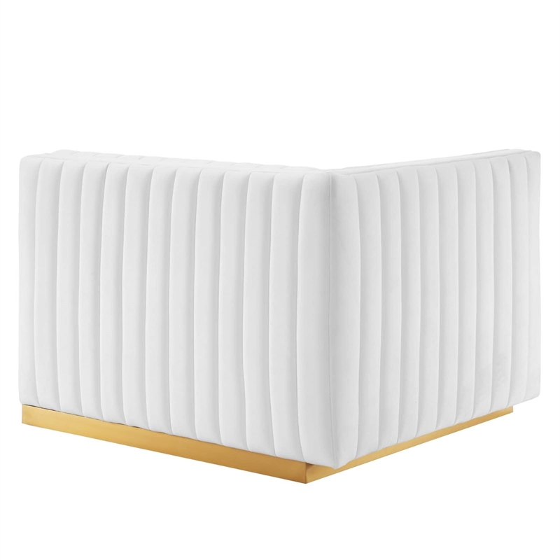 Maklaine Channel Tufted Performance Velvet Left-Arm Chair in Gold