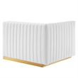 Maklaine Channel Tufted Performance Velvet Left-Arm Chair in Gold
