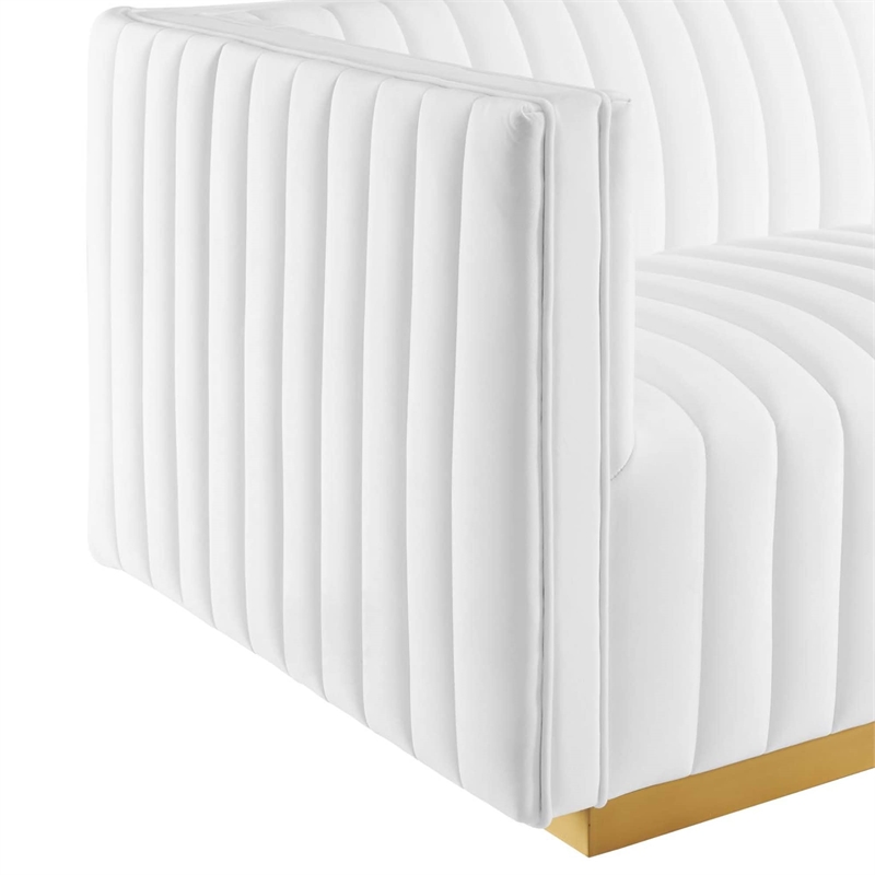 Maklaine Channel Tufted Performance Velvet Left-Arm Chair in Gold