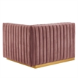 Maklaine Channel Tufted Performance Velvet Right-Arm Chair in Gold/Rose