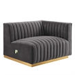 Maklaine Channel Tufted Performance Velvet Right-Arm Chair in Gold/Gray