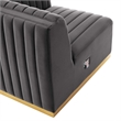Maklaine Channel Tufted Performance Velvet Right-Arm Chair in Gold/Gray