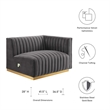 Maklaine Channel Tufted Performance Velvet Right-Arm Chair in Gold/Gray
