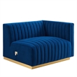 Maklaine Channel Tufted Performance Velvet Right-Arm Chair in Gold/Navy
